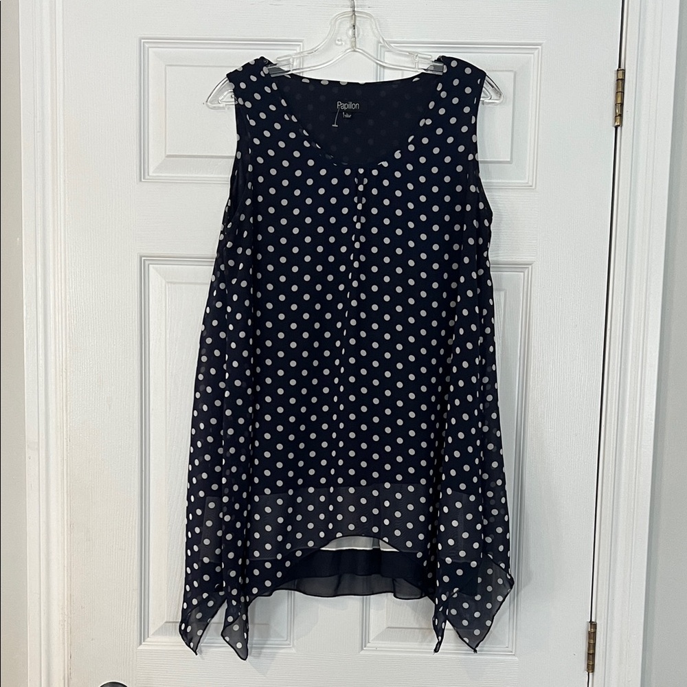 Papillion Polka Dot Sleeveless Navy Tunic